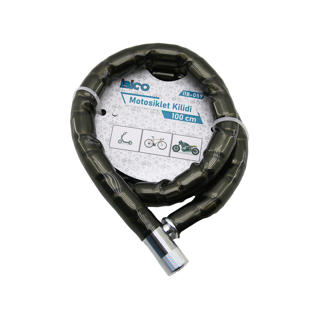 22mm x 100cm Çelik Spiral Kilit - Tüplü Anahtarlı Bisiklet & Motosiklet Kilidi