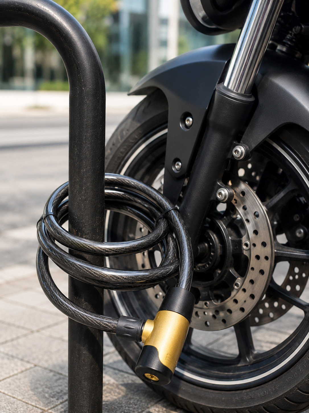 24 mm Kalın Çelik Halatlı Motosiklet ve Bisiklet Kilidi 200 cm Anahtarlı Güvenlik Kilidi
