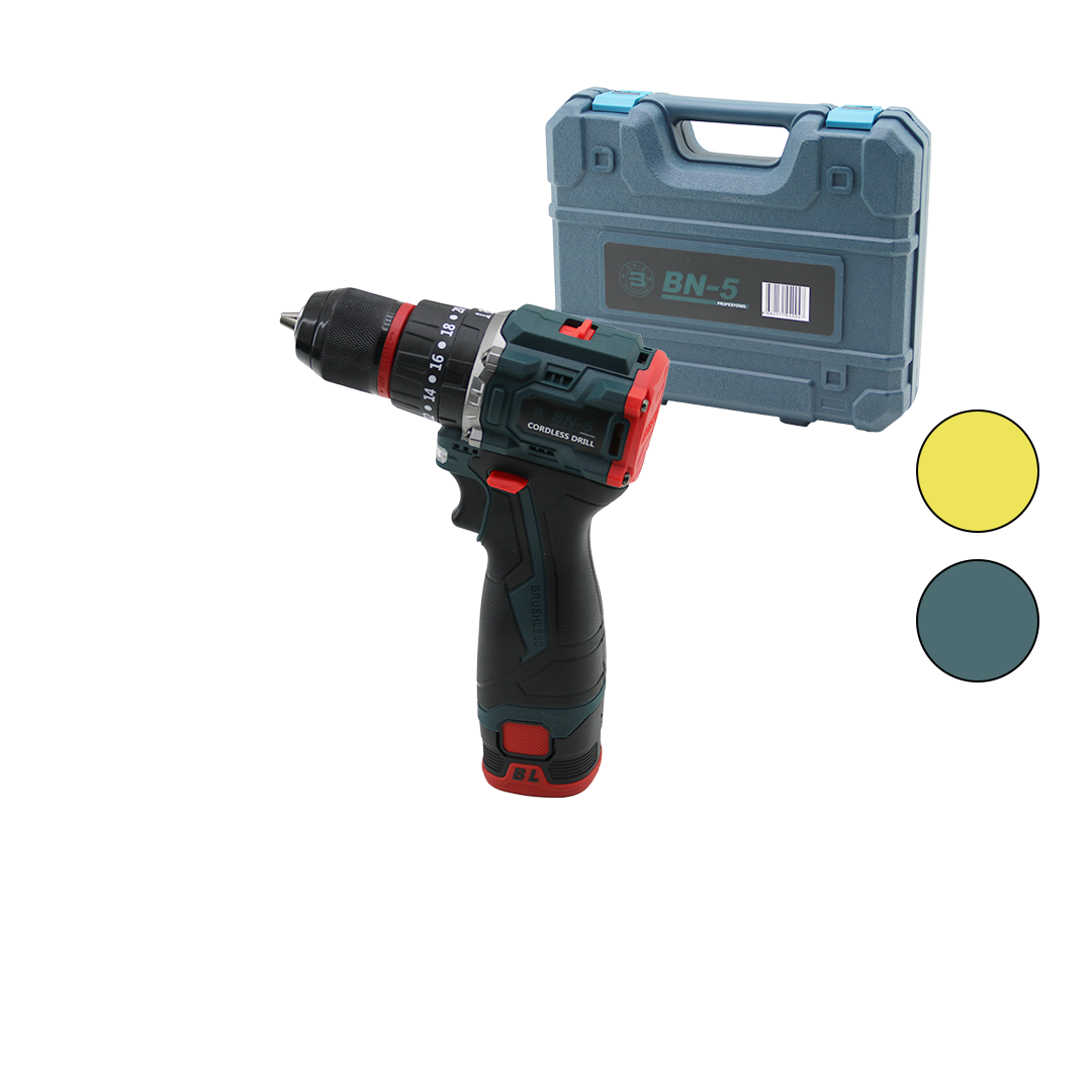 24V Fırçasız Şarjlı Darbeli Matkap + Uç Seti - 5.0Ah, 1550 RPM, 2 Batarya