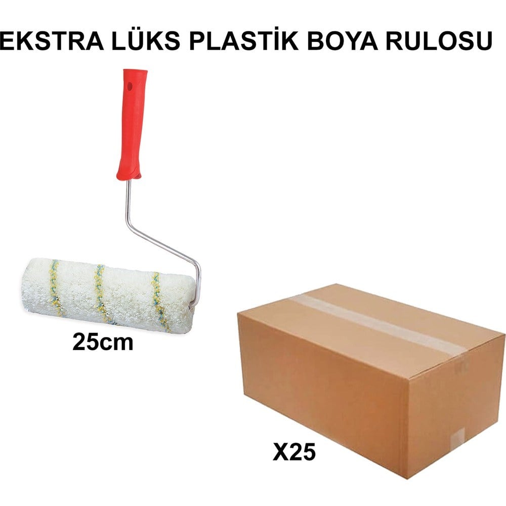 25 Adet 25 cm Ekstra Lüks Plastik Boya Rulosu