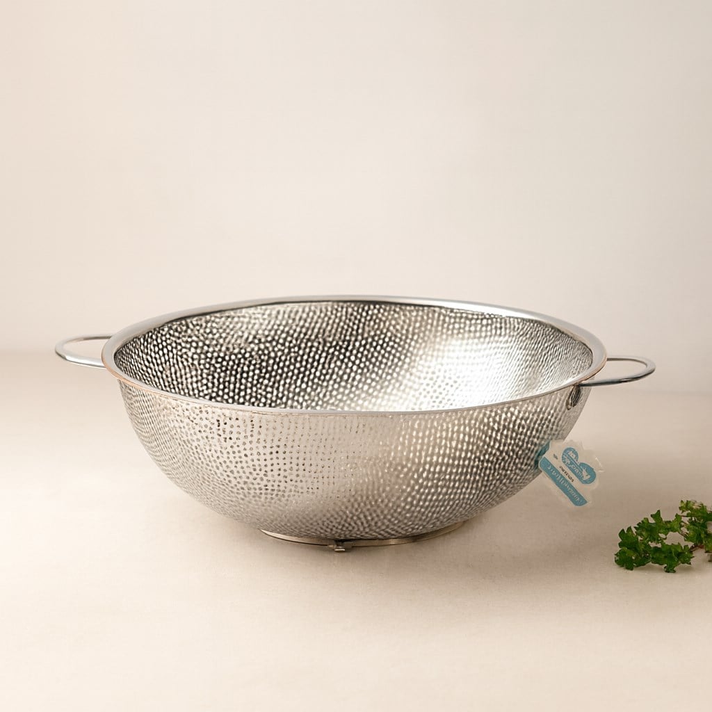 28 cm İnce Tel Ayaklı Çelik Süzgeç (Metal Kulplu)