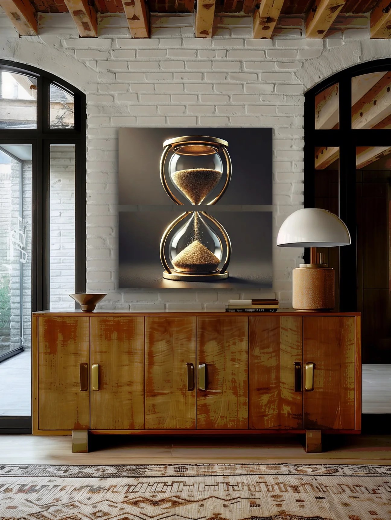 2li Kum Saati Kanvas Tablo 60x120cm x2