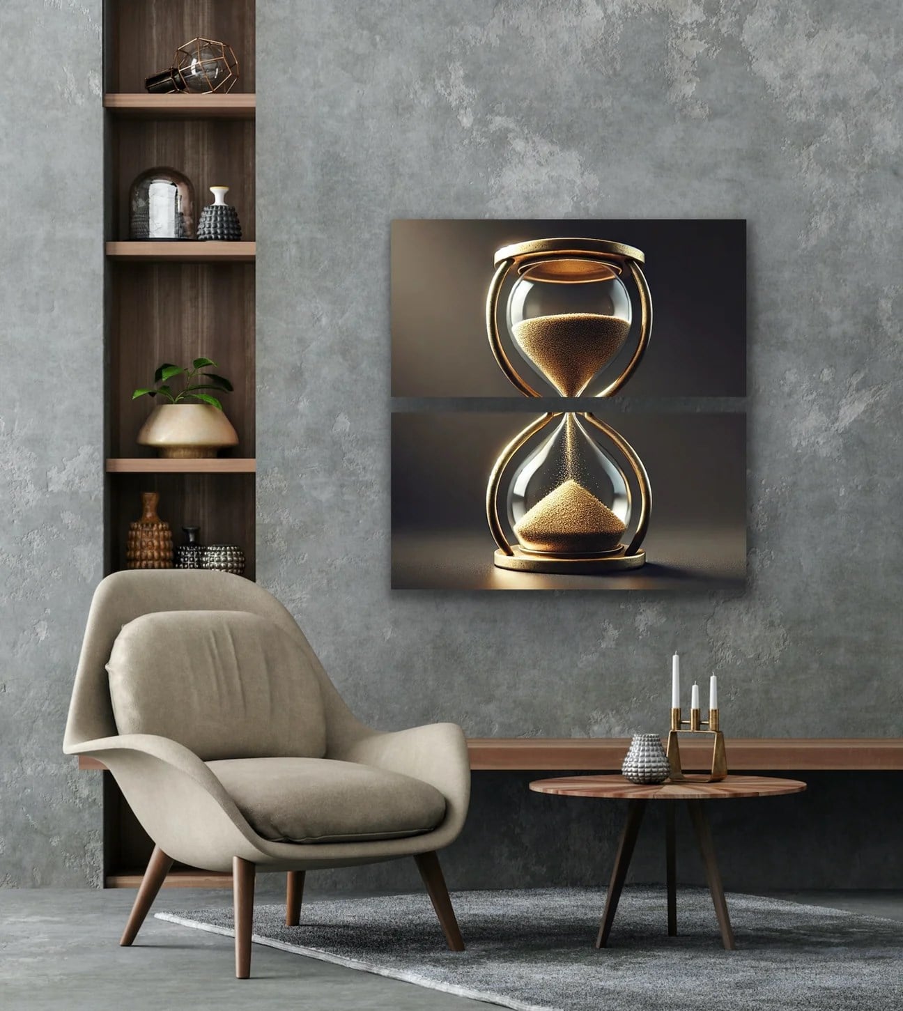 2li Kum Saati Kanvas Tablo 60x120cm x2