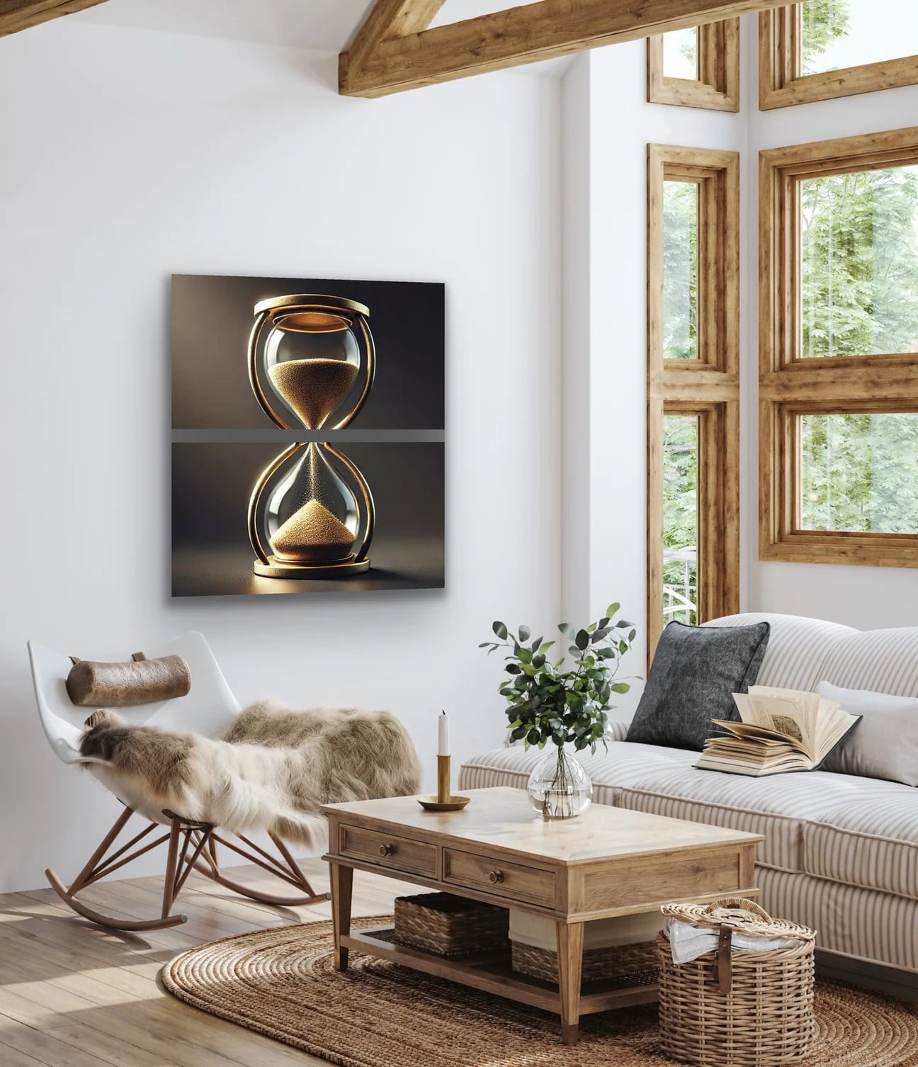 2li Kum Saati Kanvas Tablo 60x120cm x2