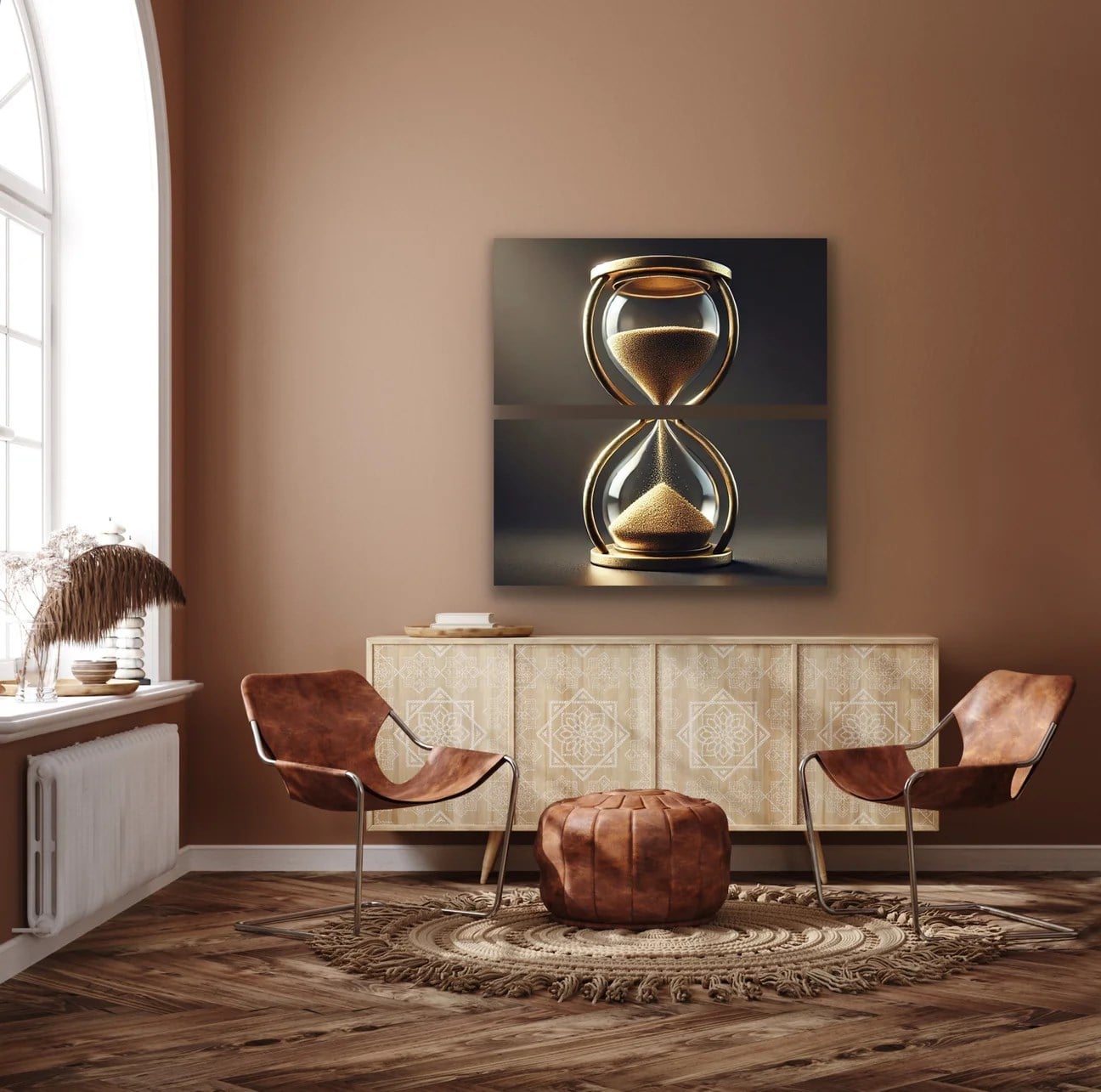2li Kum Saati Kanvas Tablo 60x120cm x2