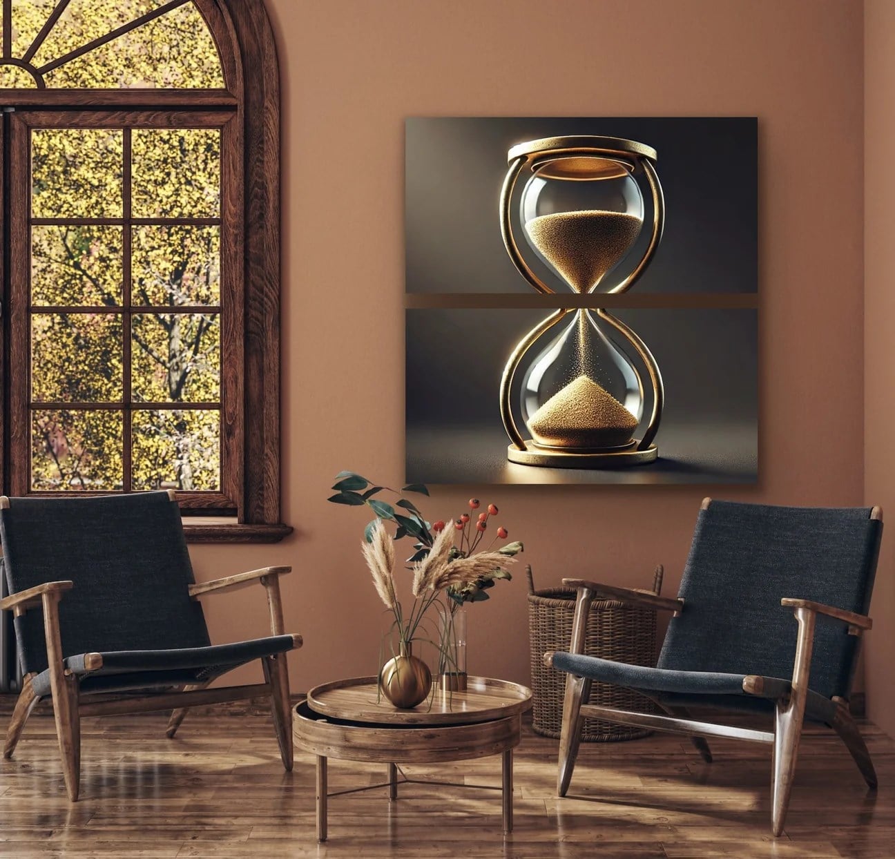 2li Kum Saati Kanvas Tablo 60x120cm x2
