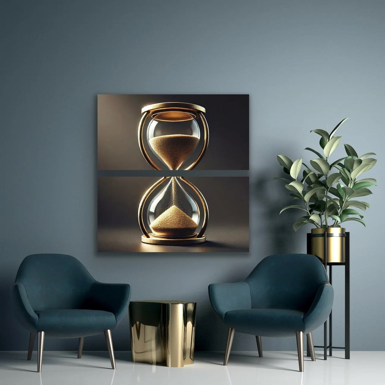 2li Kum Saati Kanvas Tablo 60x120cm x2