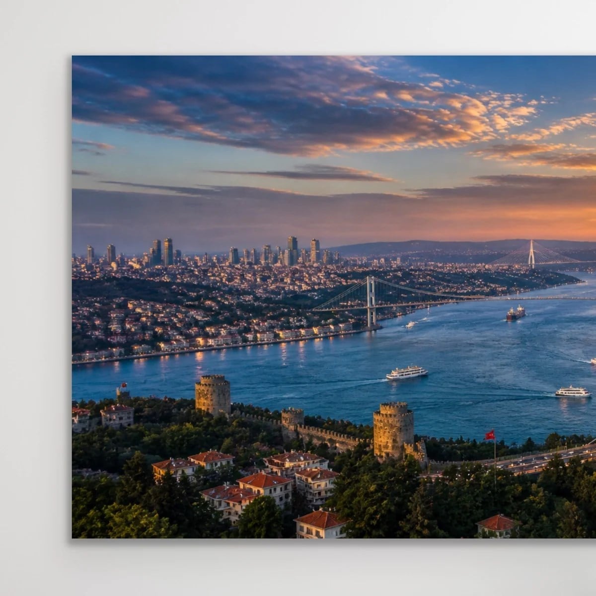 3 Boğaz Manzaralı İstanbul Kanvas Tablo 40X80 CM