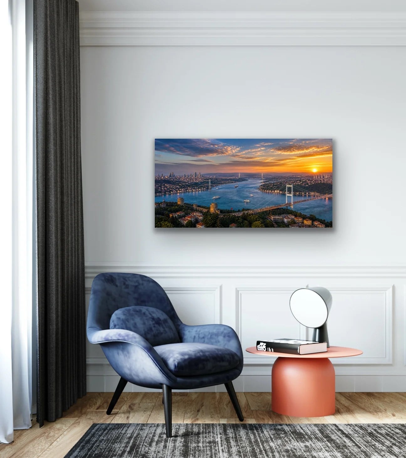 3 Boğaz Manzaralı İstanbul Kanvas Tablo 40X80 CM