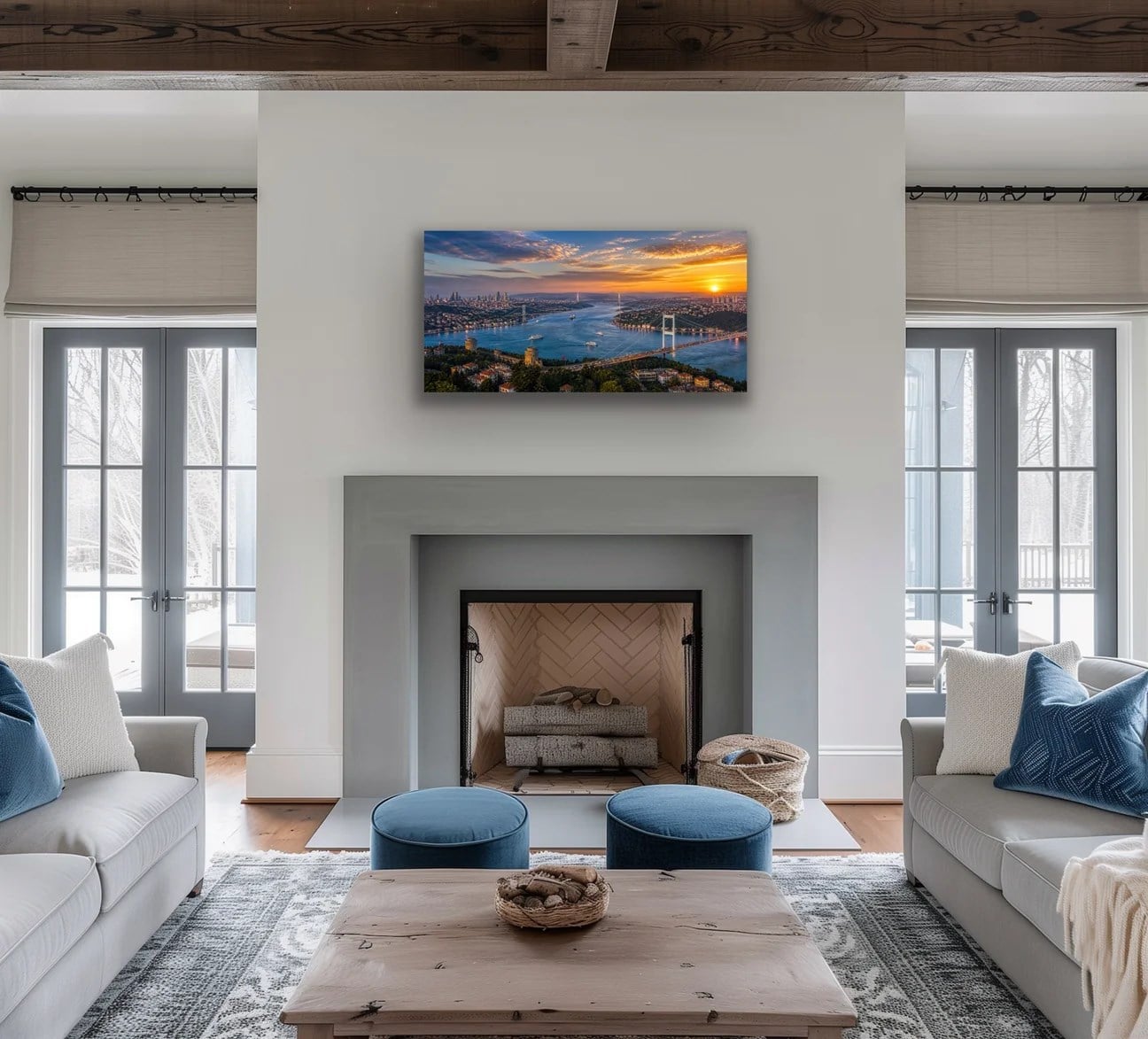 3 Boğaz Manzaralı İstanbul Kanvas Tablo 60X120 CM