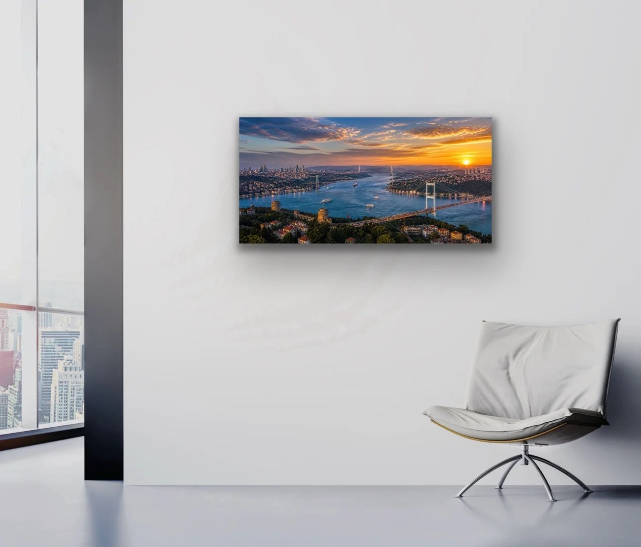3 Boğaz Manzaralı İstanbul Kanvas Tablo 40X80 CM