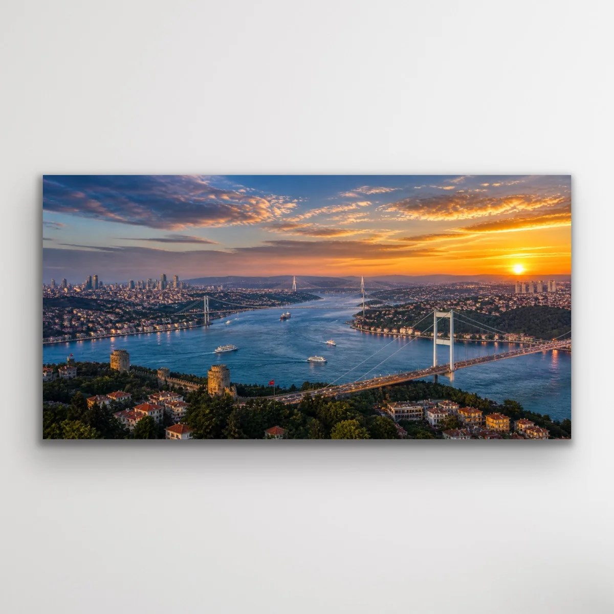 3 Boğaz Manzaralı İstanbul Kanvas Tablo 40X80 CM