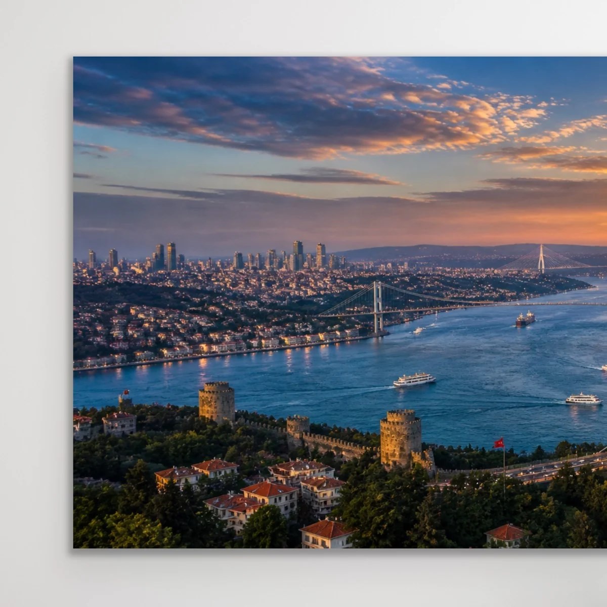 3 Boğaz Manzaralı İstanbul Kanvas Tablo 60X120 CM