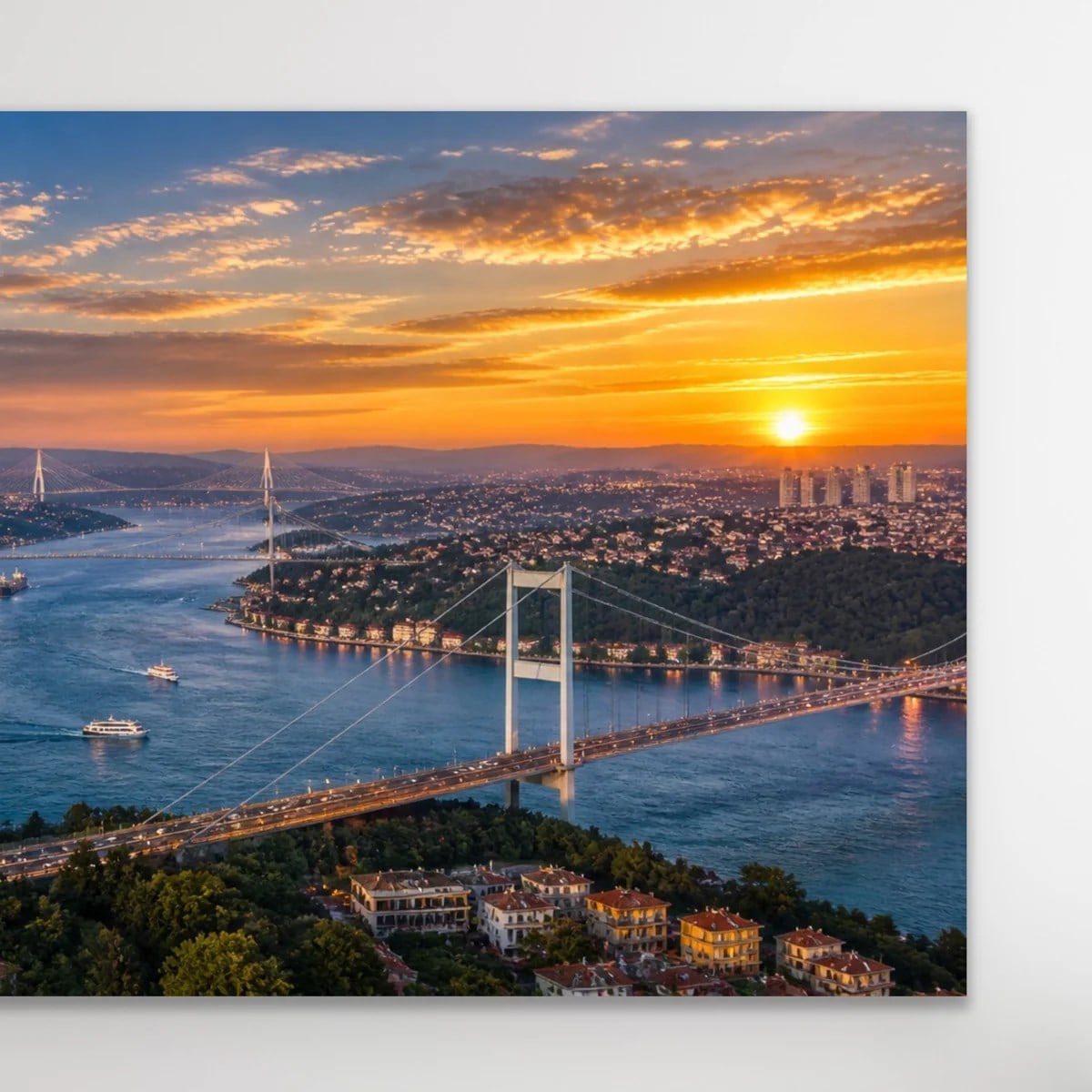 3 Boğaz Manzaralı İstanbul Kanvas Tablo 60X120 CM