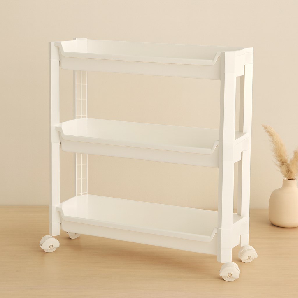 3 Katlı Tekerlekli Sepet Organizer Raf