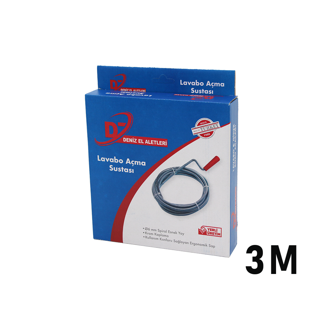 3 m Spiral Esnek Yay Lavabo ve Gider Boru Açıcı