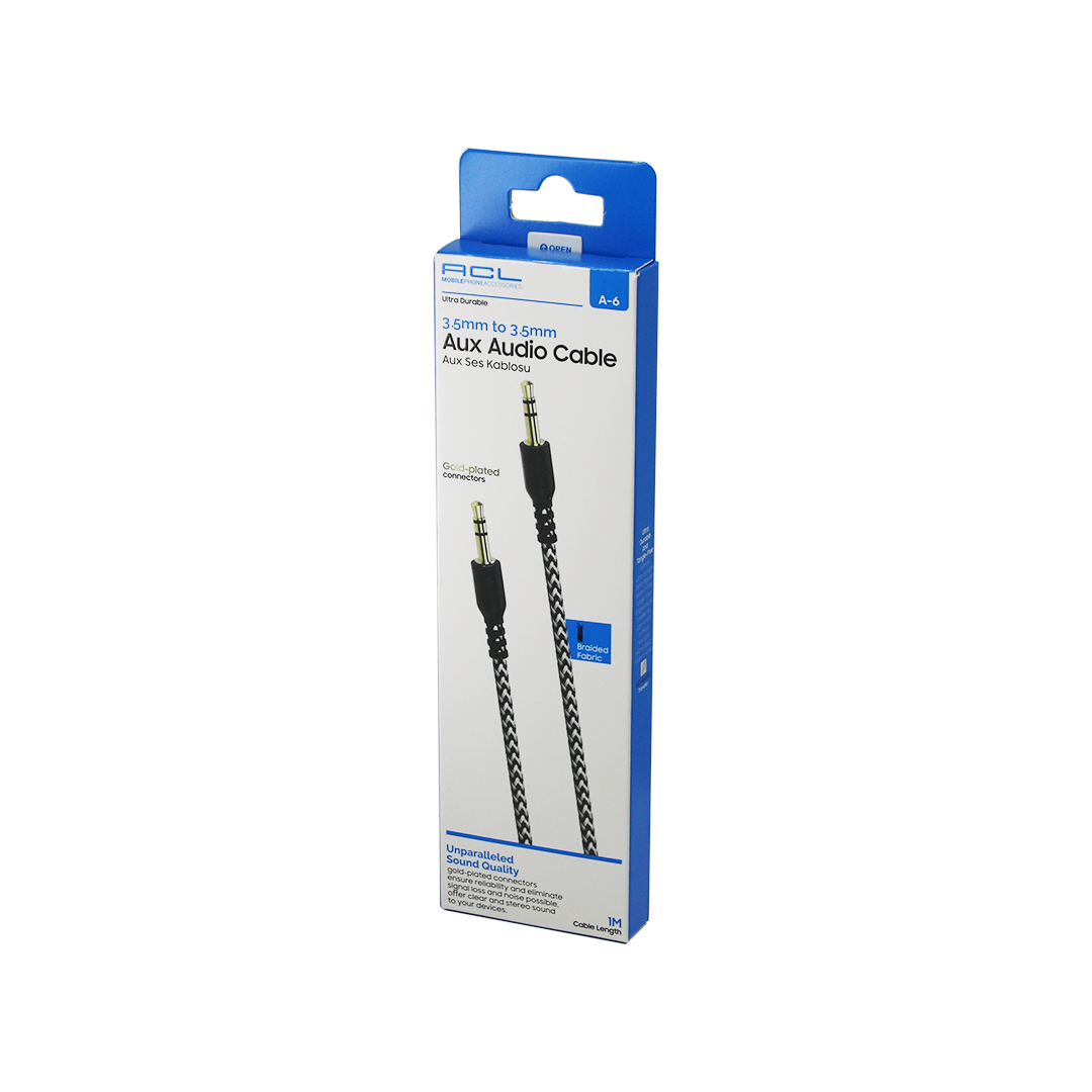 3.5mm AUX Örgülü Ses Kablosu 1m