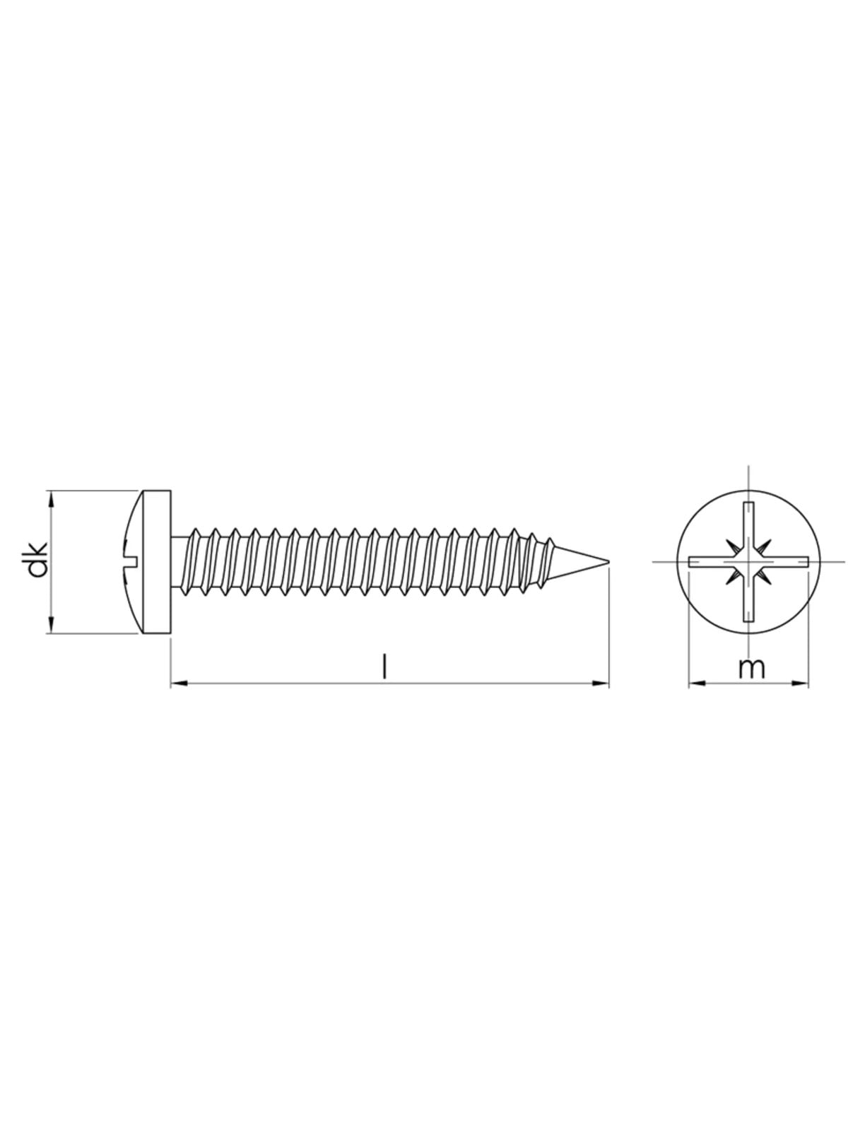 3.5x9.5 mm YSB Inox Saç Vidası DIN 7981