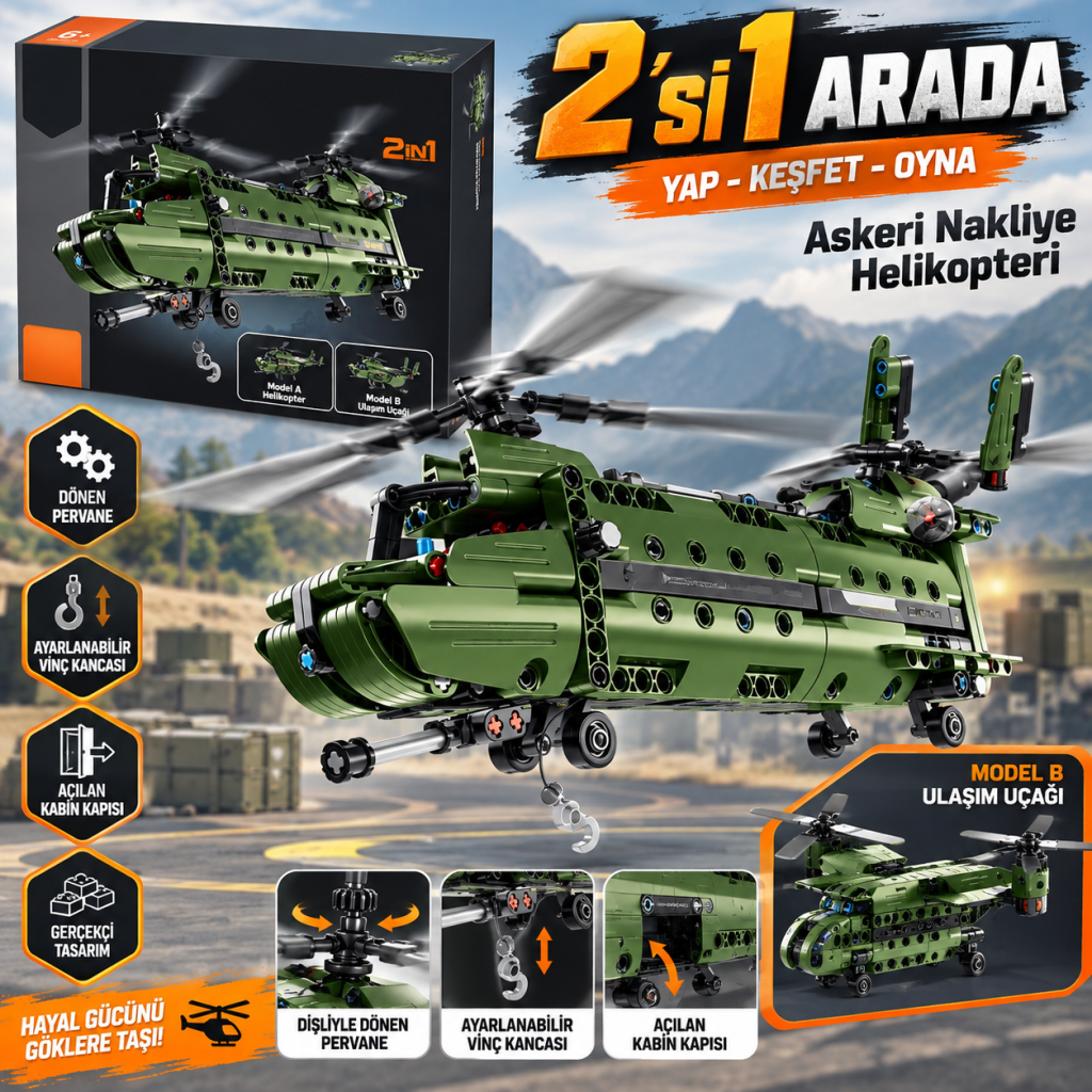 3004031 ASKERİ HELİKOPTER 2IN1 394PRÇ