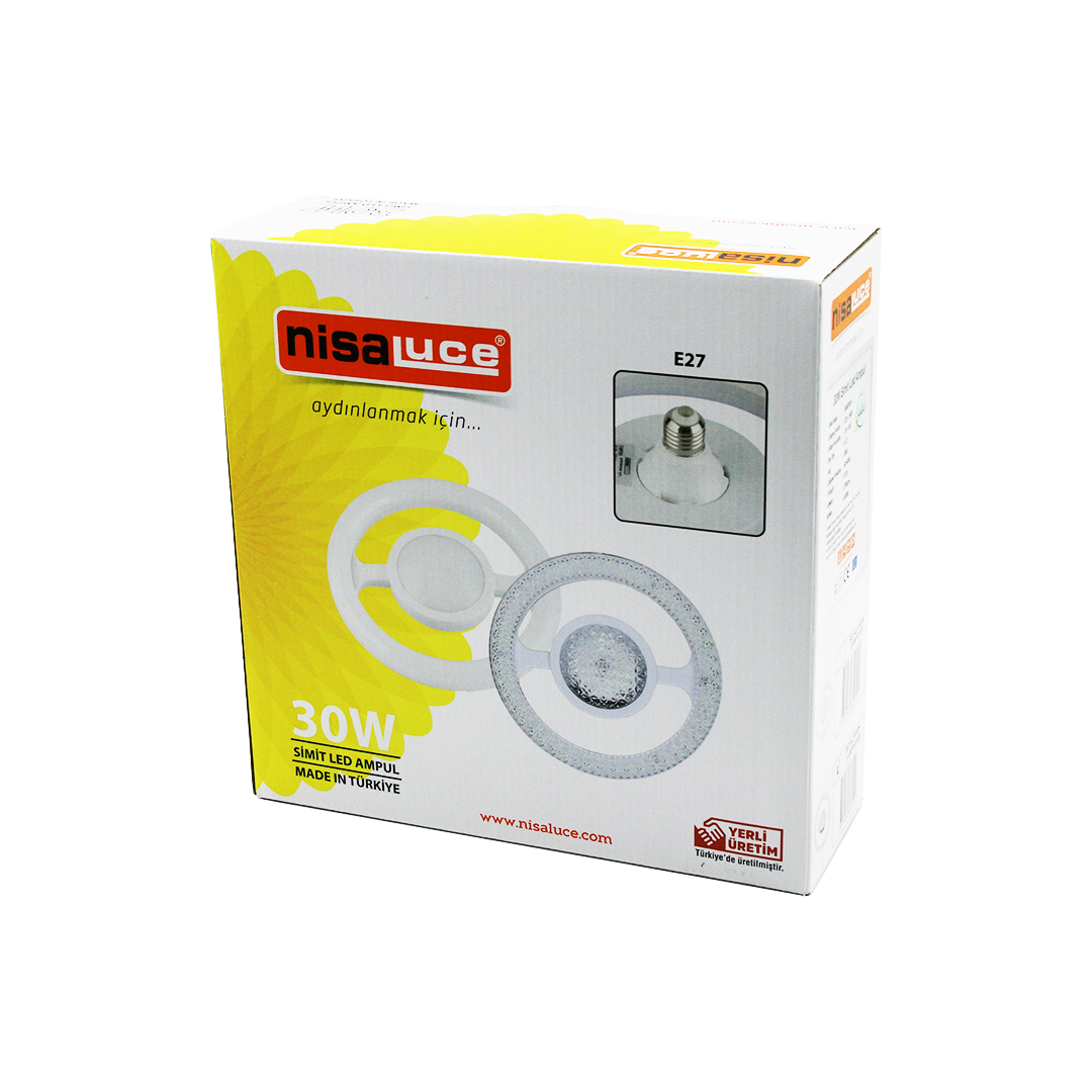 30W E27 LED Ampul 6500K 2700 Lumen Simit Model (Mika Kristal Plastik Cam)