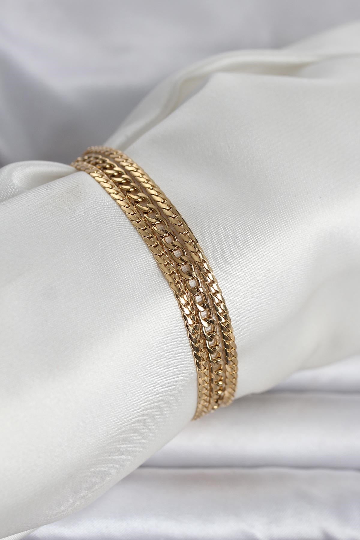 316L Çelik Gold Renk 3'lü Kadın Bileklik