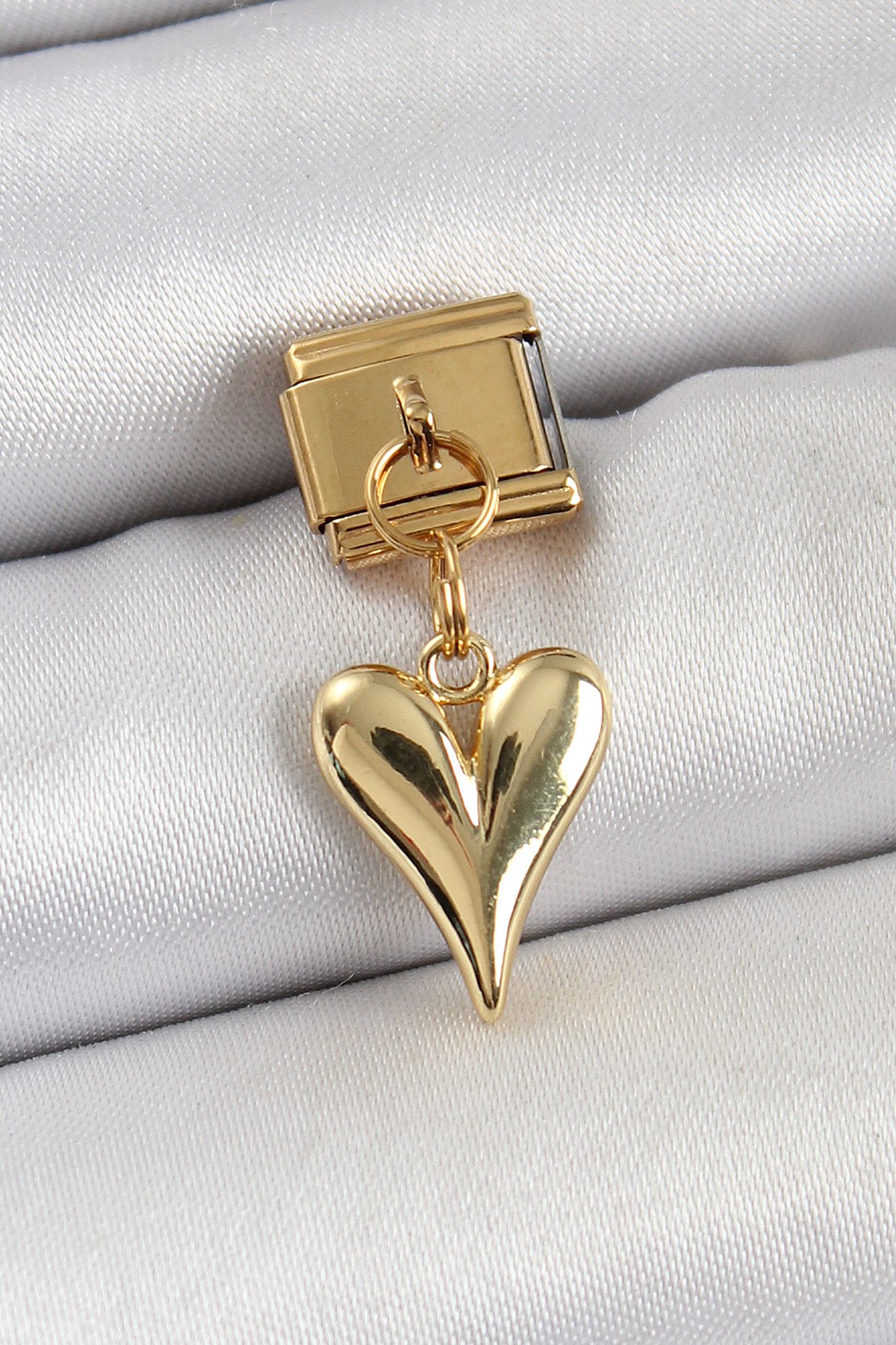 316L Çelik Sallantılı Kalp Model Gold Renk Charm