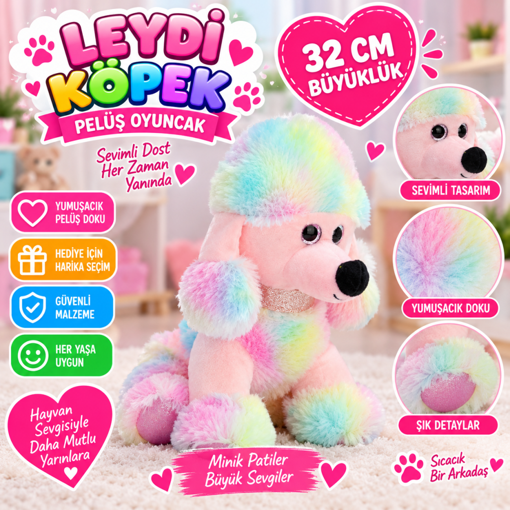 32 CM LEYDİ KÖPEK PELUŞ