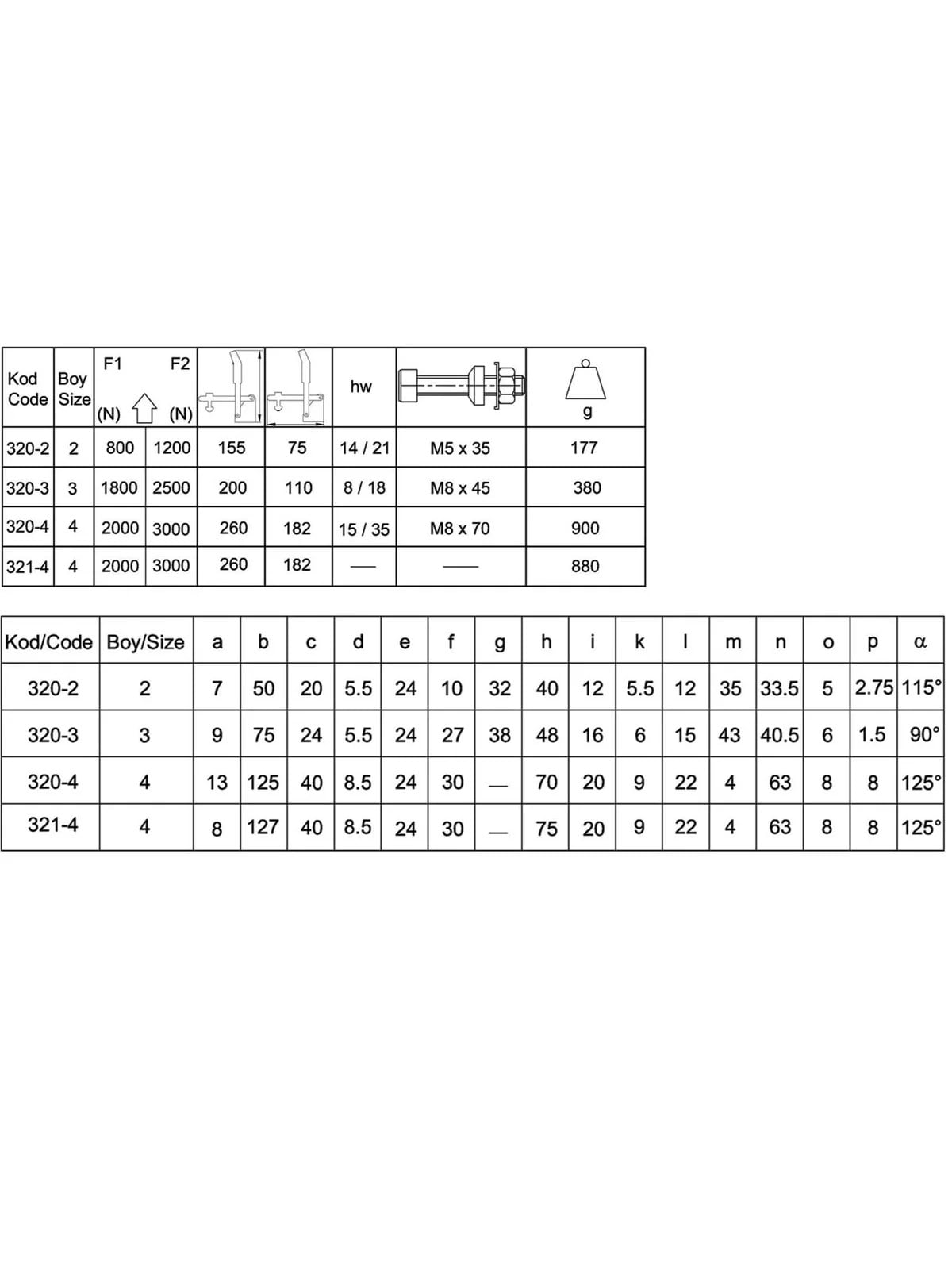 320-2 Dikey Pozisyon Dik Tabanlı Klamp