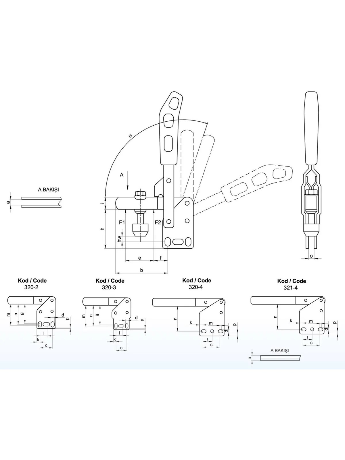 320-3 Dikey Pozisyon Dik Tabanlı Klamp