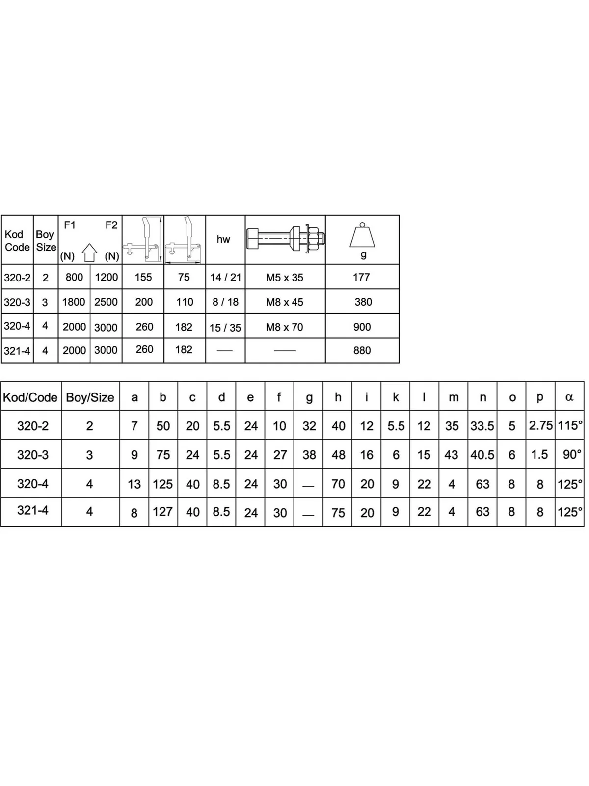320-4 Dikey Pozisyon Dik Tabanlı Klamp