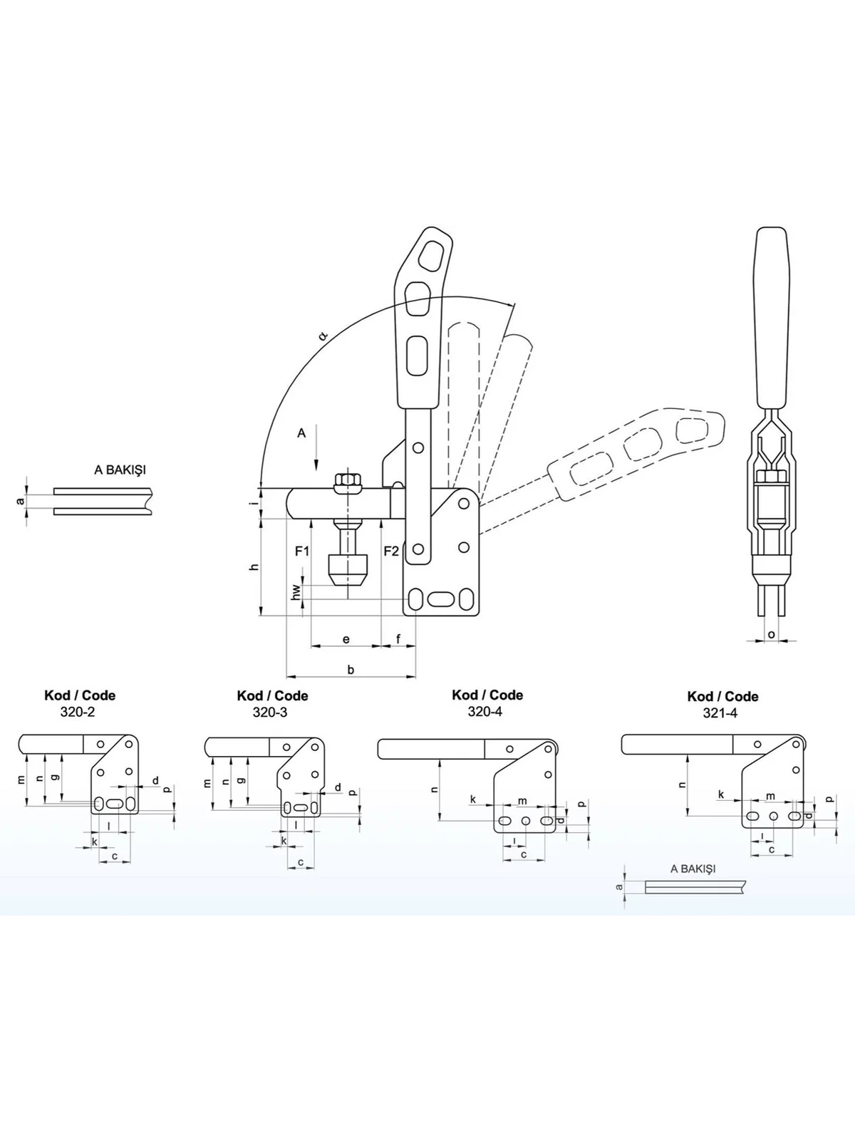 320-4 Dikey Pozisyon Dik Tabanlı Klamp