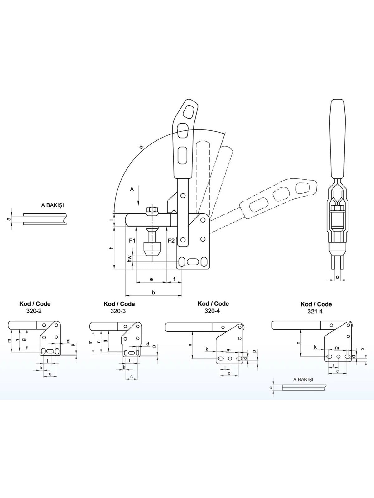 320-4 Dikey Pozisyon Dik Tabanlı Klamp