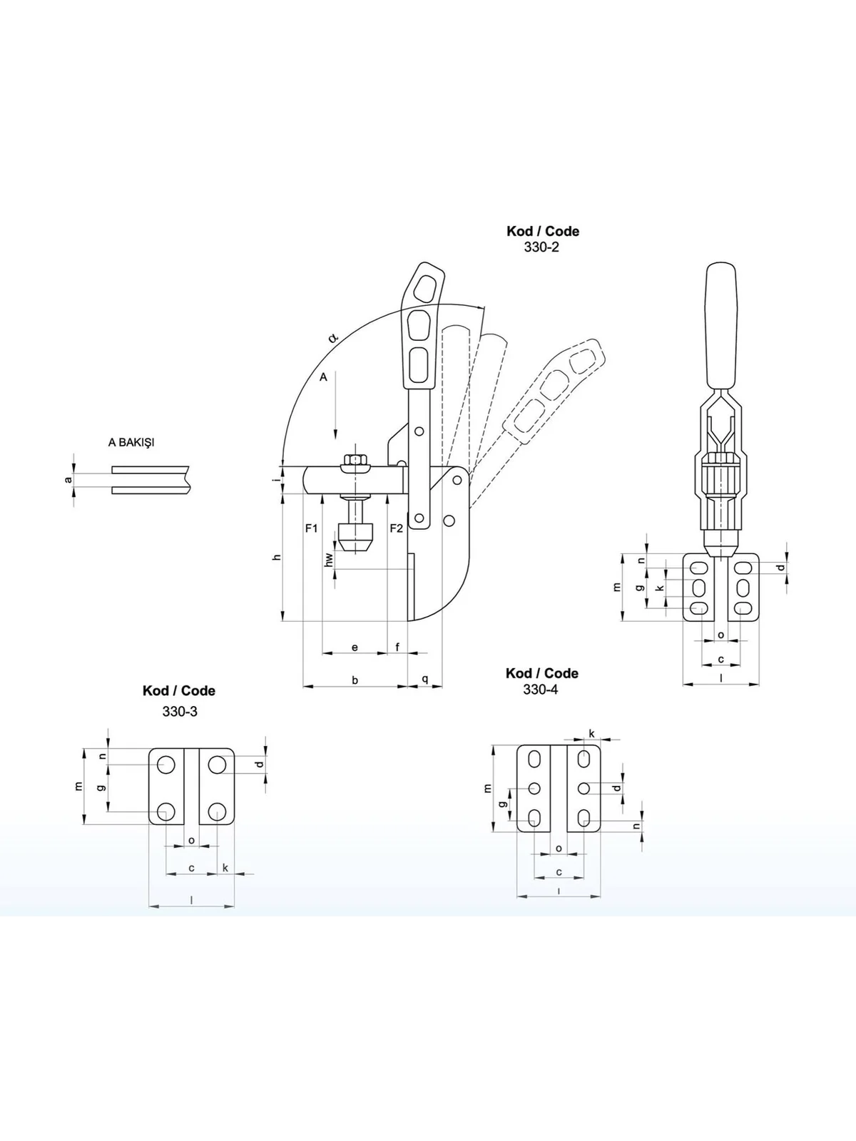 330-3 Dikey Pozisyon Yan Tabanlı Klamp