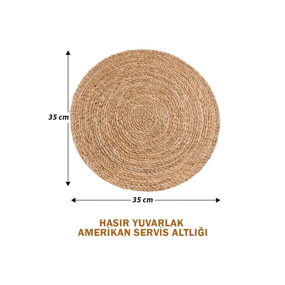 35 cm Hasır Yuvarlak Amerikan Servis Altlığı (Supla)