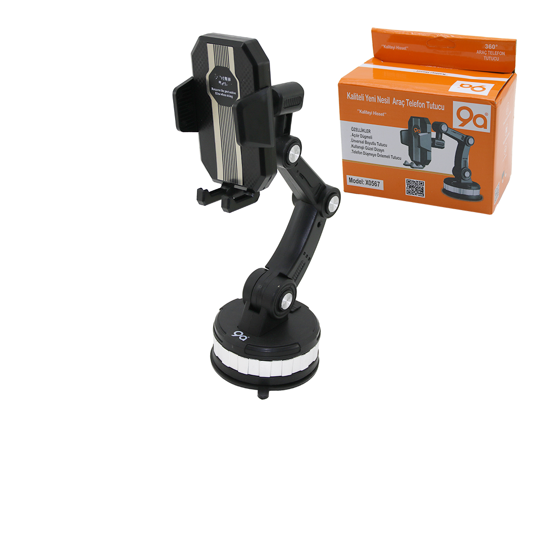 360° Eklemli Araç Telefon ve Bardak Tutucu (60-105 mm)