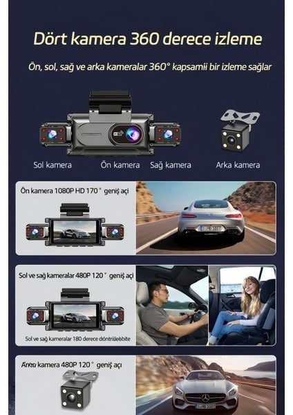 360° WiFi Quad Araç Kamerası