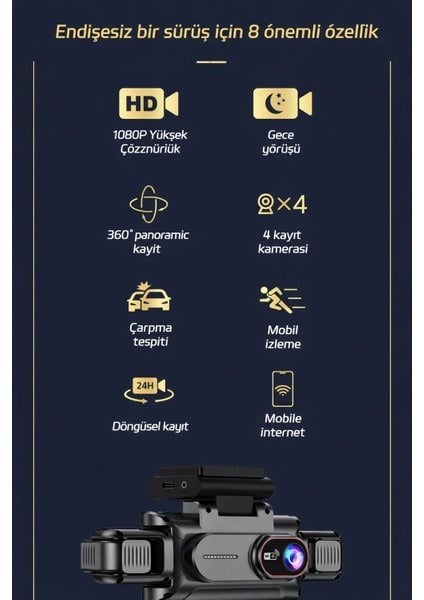 360° WiFi Quad Araç Kamerası