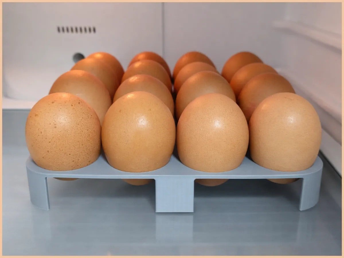 3D Baskı 16'lı Yumurtalık Buzdolabı İçi Yumurta Rafı Düzenleyici Yumurta Tutucu Gri