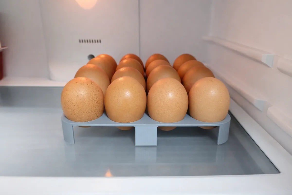 3D Baskı 16'lı Yumurtalık Buzdolabı İçi Yumurta Rafı Düzenleyici Yumurta Tutucu Gri