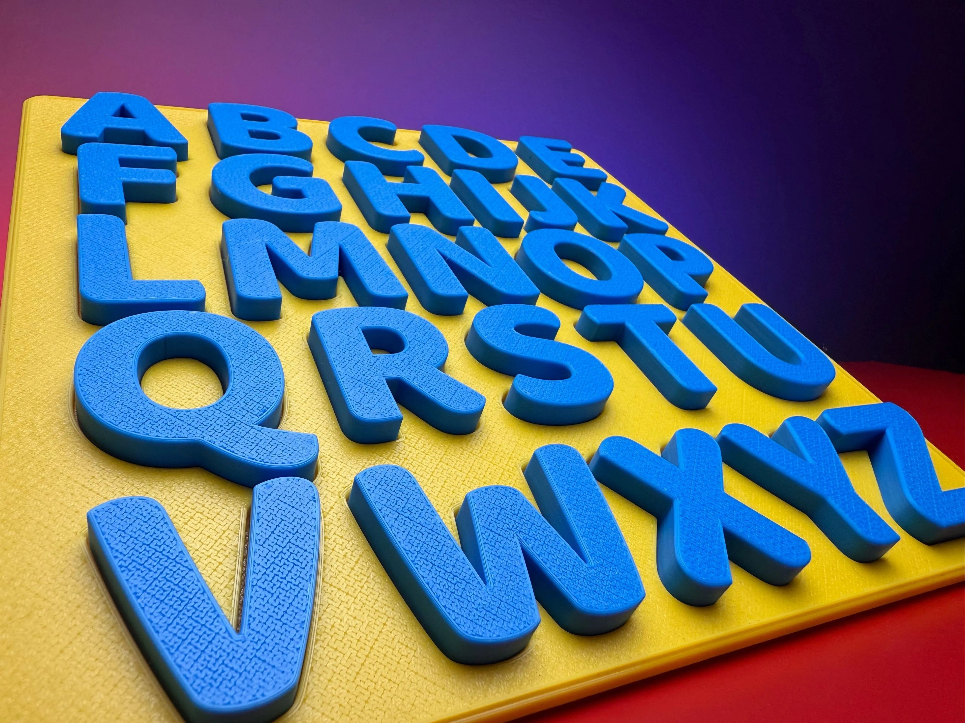 3D Baskı A-Z Büyük Harf Alfabe Puzzle - 26 Parçalı Eğitim Seti