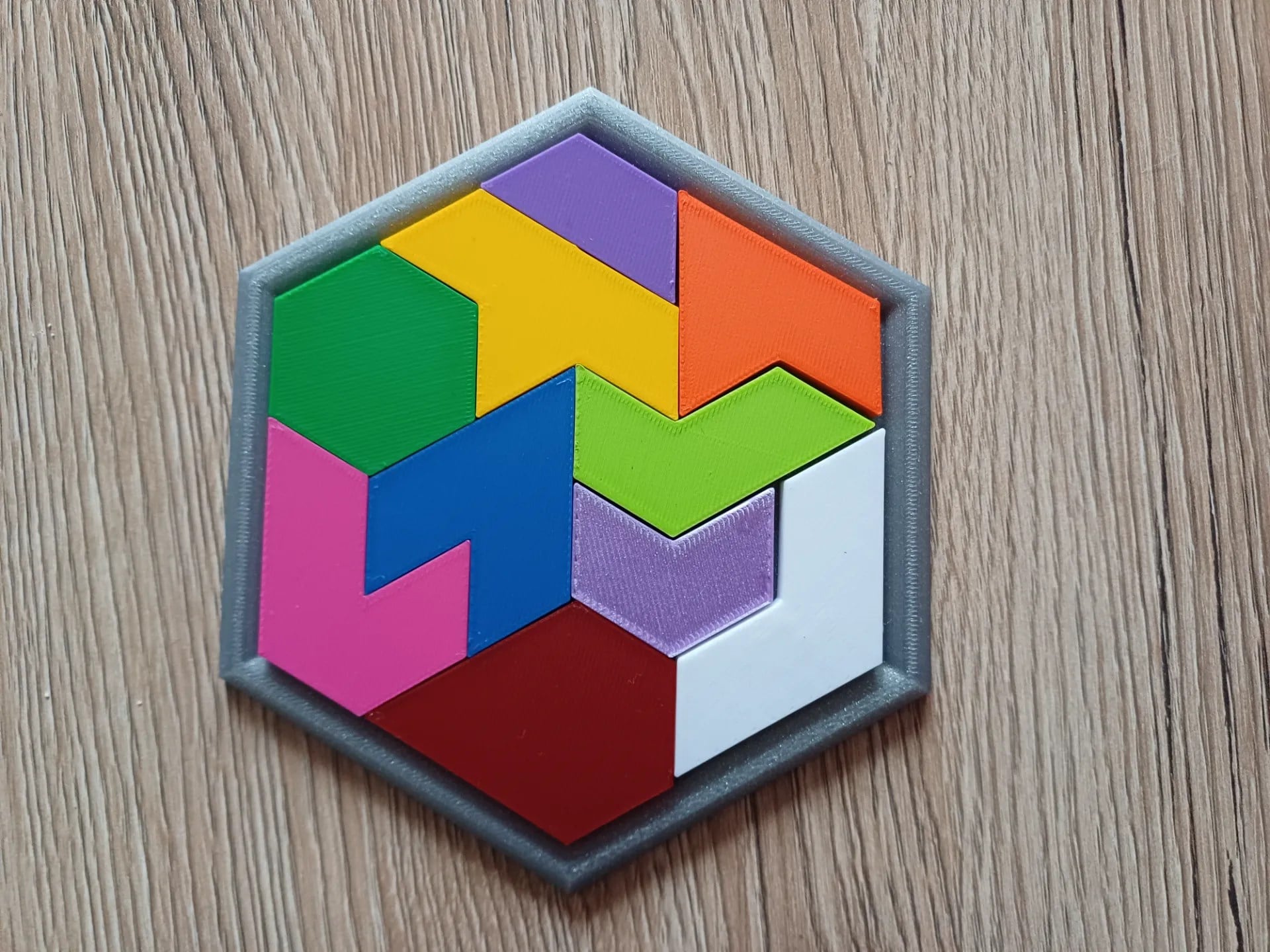3D Baskı Altıgen Tangram Puzzle - Renkli Zeka ve Eşleştirme Oyunu