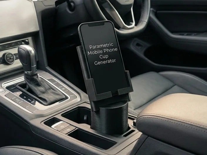 3D Baskı Araç İçi Telefon Tutucu Bardaklığa Geçmeli Ayarlanabilir Oto Telefon Standı Vantuzsuz