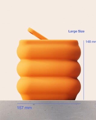 3D Baskı Baklava Formlu Sallanır Kapaklı Çöp Kutusu Büyük Boy Mutfak Banyo Ofis Kovası 157x157x148 mm Turuncu