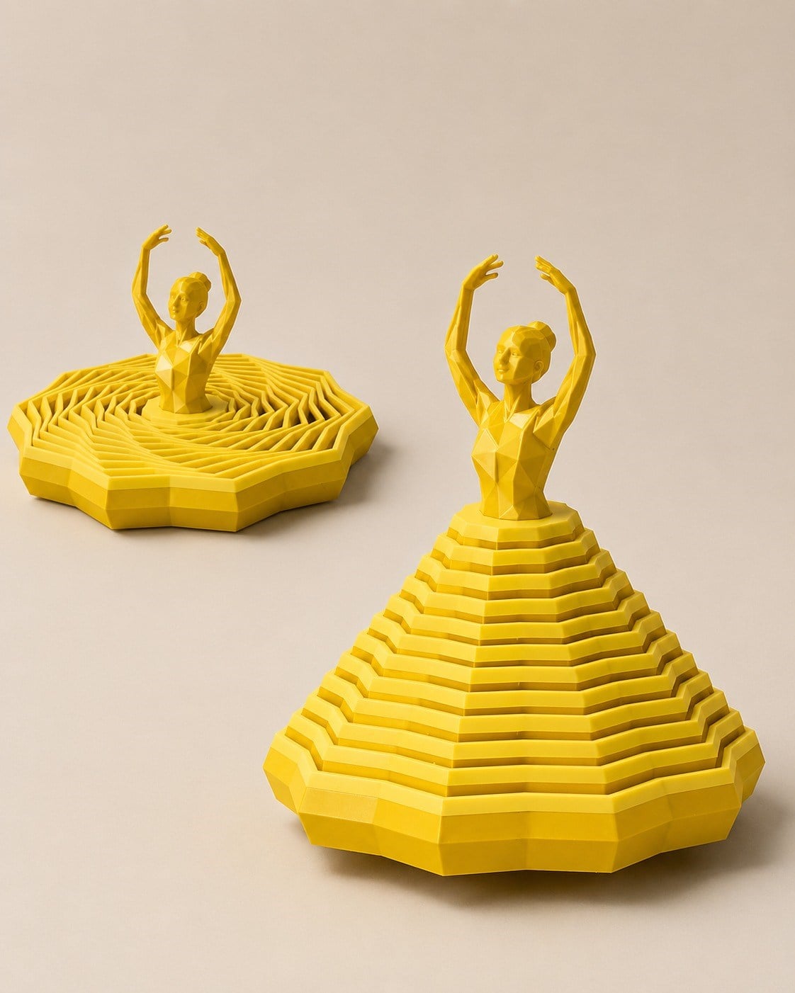 3D Baskı Balerin Figürlü Fidget Oyuncak - Hareketli Optik İllüzyon Masa Dekoru-Sarı