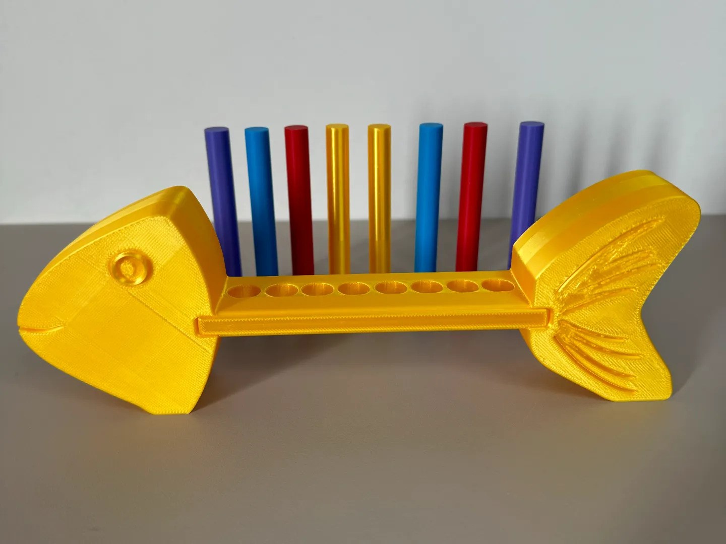 3D Baskı Balık İskeleti Renk Sıralama Oyuncağı - 8 Delikli Çubuk Dizme Seti, Renk Örüntüsü Öğretim Materyali