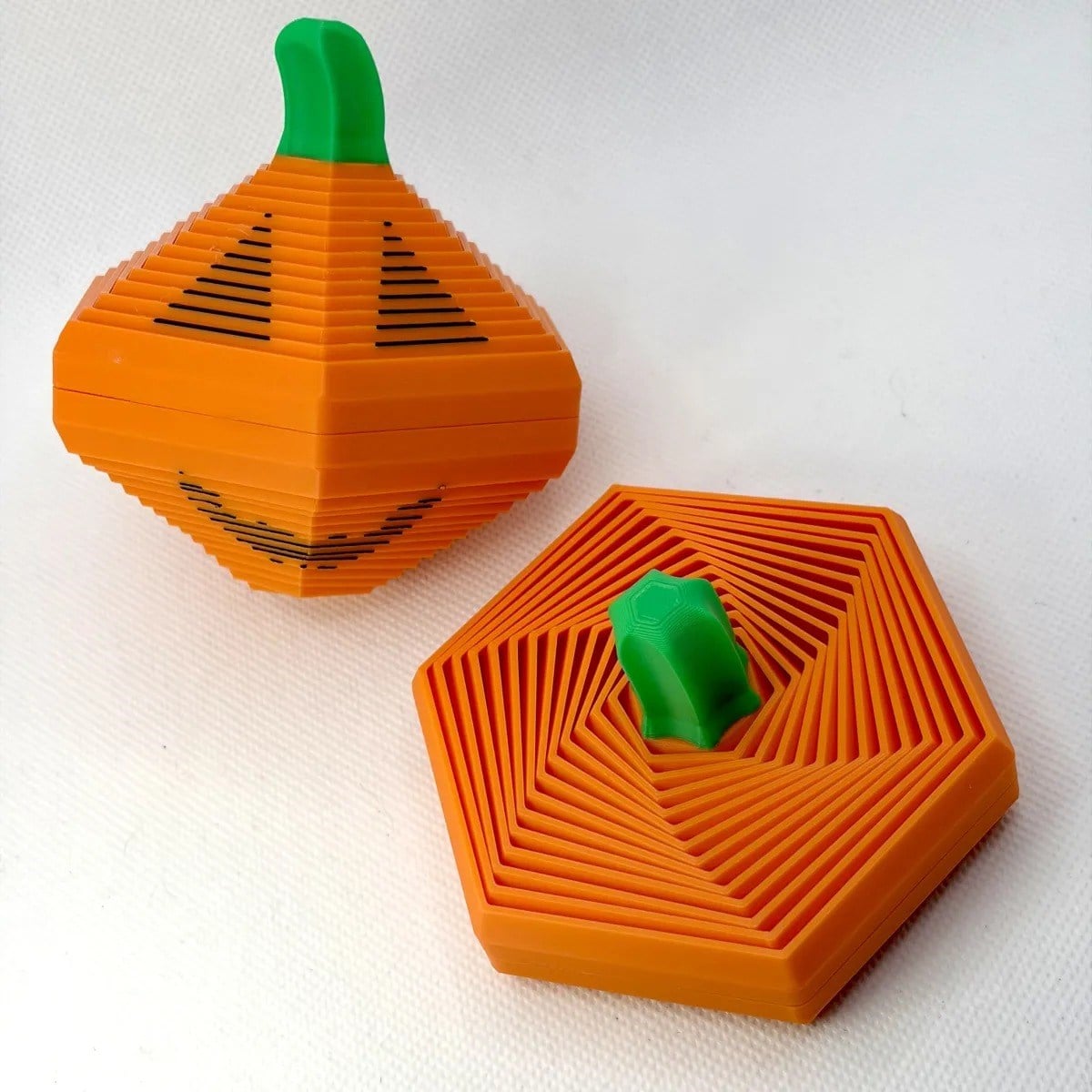 3D Baskı Balkabağı Altıgen Fidget Çift Taraflı Cadılar Bayramı Stres Oyuncağı Turuncu Yeşil