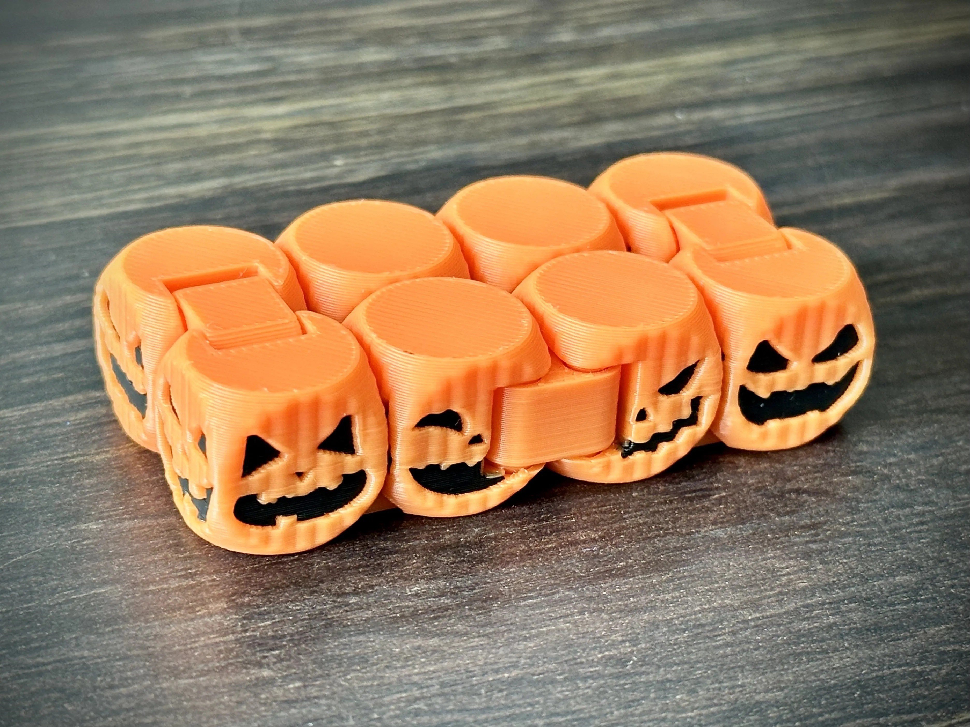 3D Baskı Balkabağı Zincir Fidget Oyuncak Katlanır Burgu Stres Atma Duyusal Anti Stres Oyuncak Turuncu