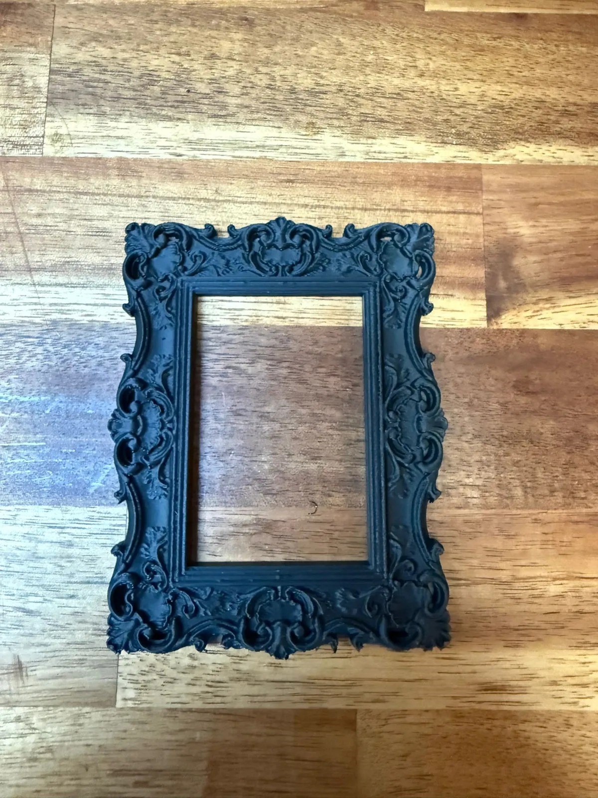 3D Baskı Barok Desenli Duvar Çerçevesi Süslü Kabartmalı Vintage Tablo Çerçevesi Mat Siyah