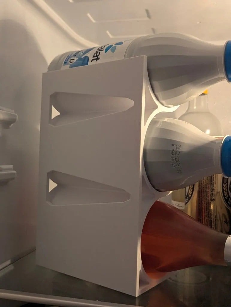 3D Baskı Buzdolabı Şişe Tutucu Dikey Şişe Düzenleyici Raf İçi Şişe Standı Gri