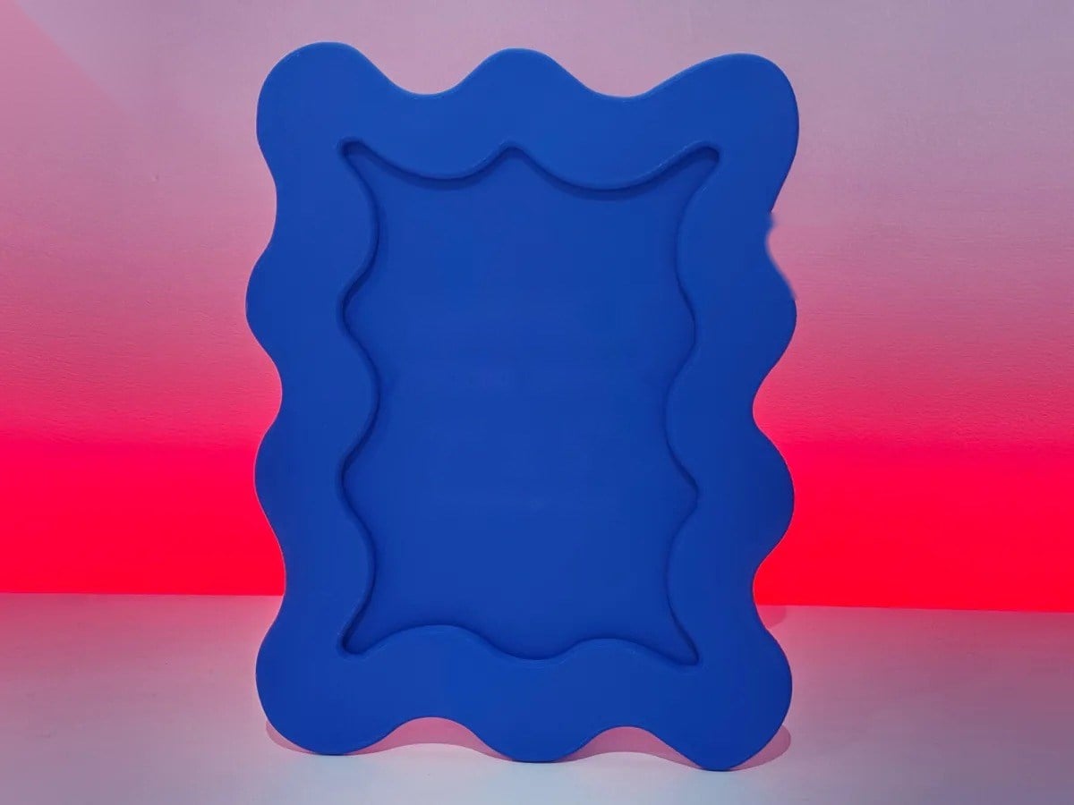 3D Baskı Dalgalı Fotoğraf Çerçevesi Wiggle Tasarım Masaüstü Çerçeve 10x15 cm Fotoğraf Çerçevesi Mavi